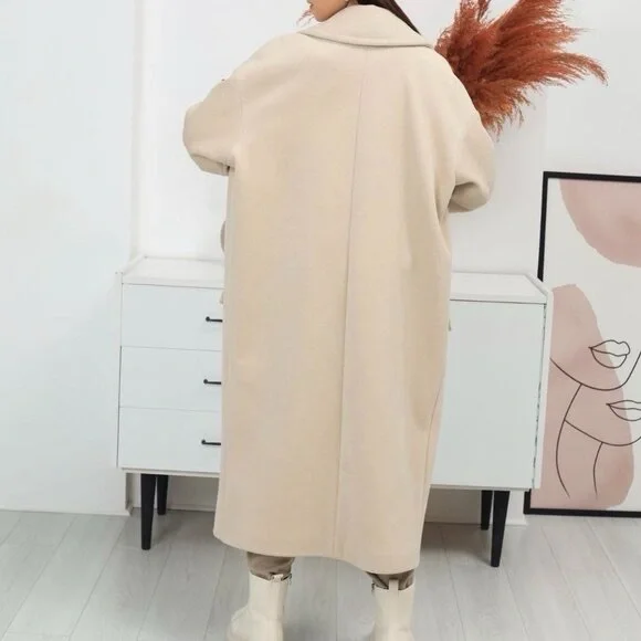 NWT ZARA Oversized Vanilla/Cream Coat with Pockets Size L, M, S - Picture 7 of 14